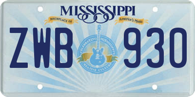 MS license plate ZWB930