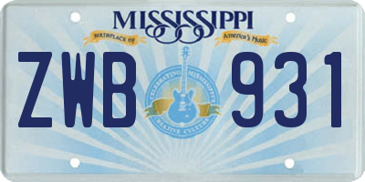 MS license plate ZWB931