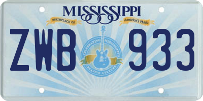 MS license plate ZWB933