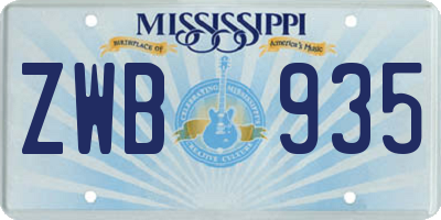 MS license plate ZWB935