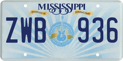 MS license plate ZWB936