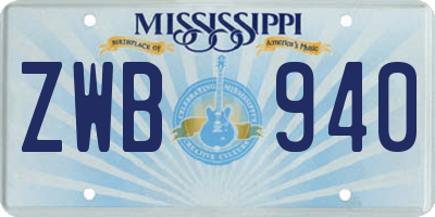 MS license plate ZWB940