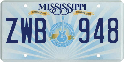 MS license plate ZWB948