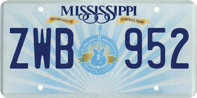 MS license plate ZWB952