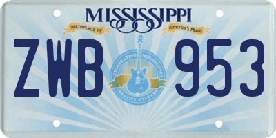 MS license plate ZWB953