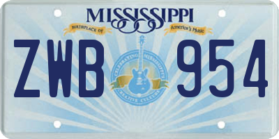 MS license plate ZWB954