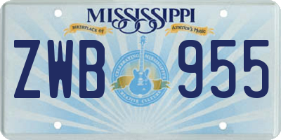 MS license plate ZWB955