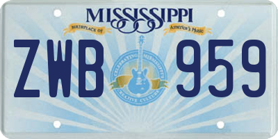 MS license plate ZWB959