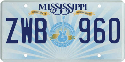 MS license plate ZWB960