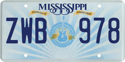 MS license plate ZWB978