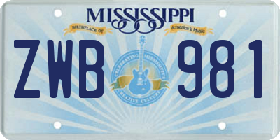 MS license plate ZWB981