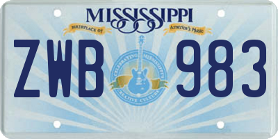 MS license plate ZWB983