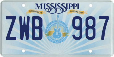 MS license plate ZWB987