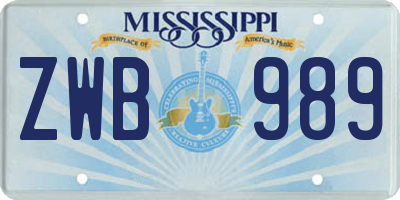 MS license plate ZWB989