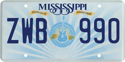 MS license plate ZWB990