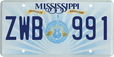 MS license plate ZWB991