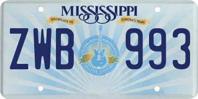 MS license plate ZWB993