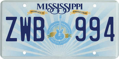 MS license plate ZWB994