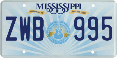 MS license plate ZWB995