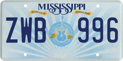 MS license plate ZWB996