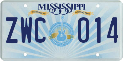 MS license plate ZWC014