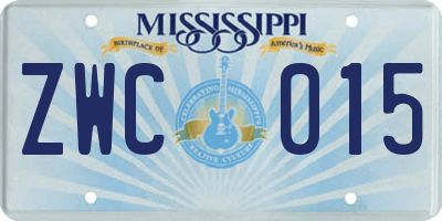 MS license plate ZWC015