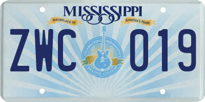 MS license plate ZWC019