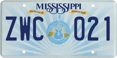 MS license plate ZWC021