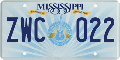 MS license plate ZWC022
