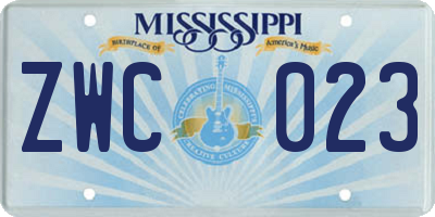 MS license plate ZWC023