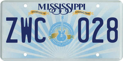 MS license plate ZWC028