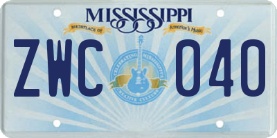 MS license plate ZWC040