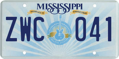 MS license plate ZWC041