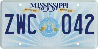 MS license plate ZWC042