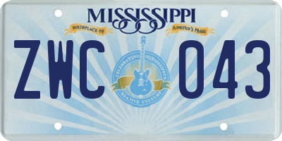 MS license plate ZWC043
