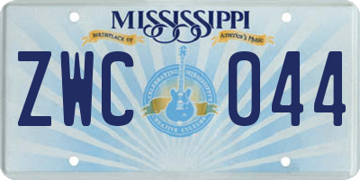 MS license plate ZWC044