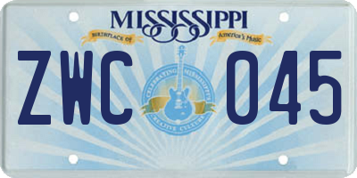 MS license plate ZWC045