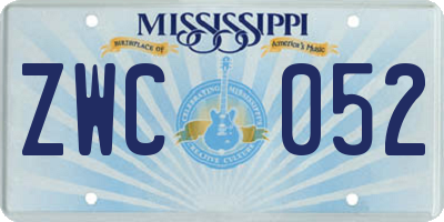 MS license plate ZWC052