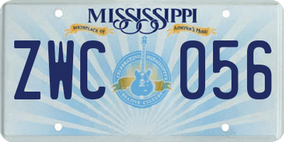MS license plate ZWC056