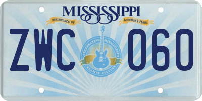 MS license plate ZWC060