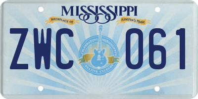 MS license plate ZWC061
