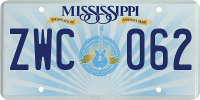 MS license plate ZWC062