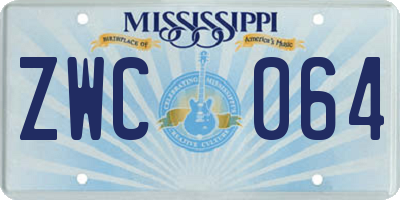 MS license plate ZWC064