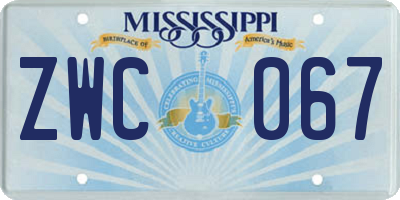 MS license plate ZWC067