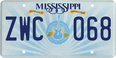 MS license plate ZWC068