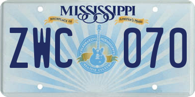 MS license plate ZWC070