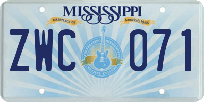 MS license plate ZWC071