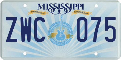 MS license plate ZWC075