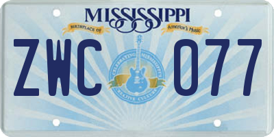 MS license plate ZWC077