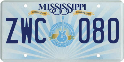 MS license plate ZWC080